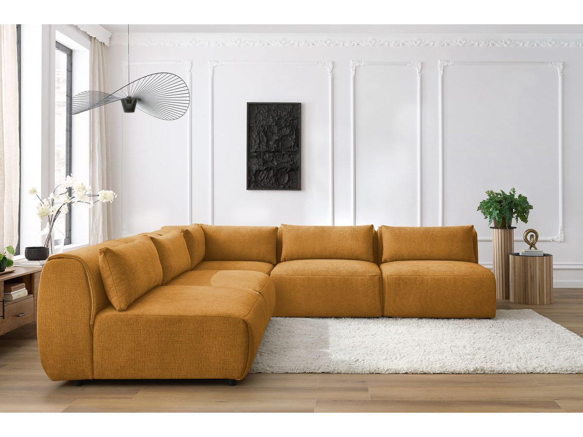 Bobochic Jeanne Ecksofa 299 × 299 cm Strukturstoff Gelb