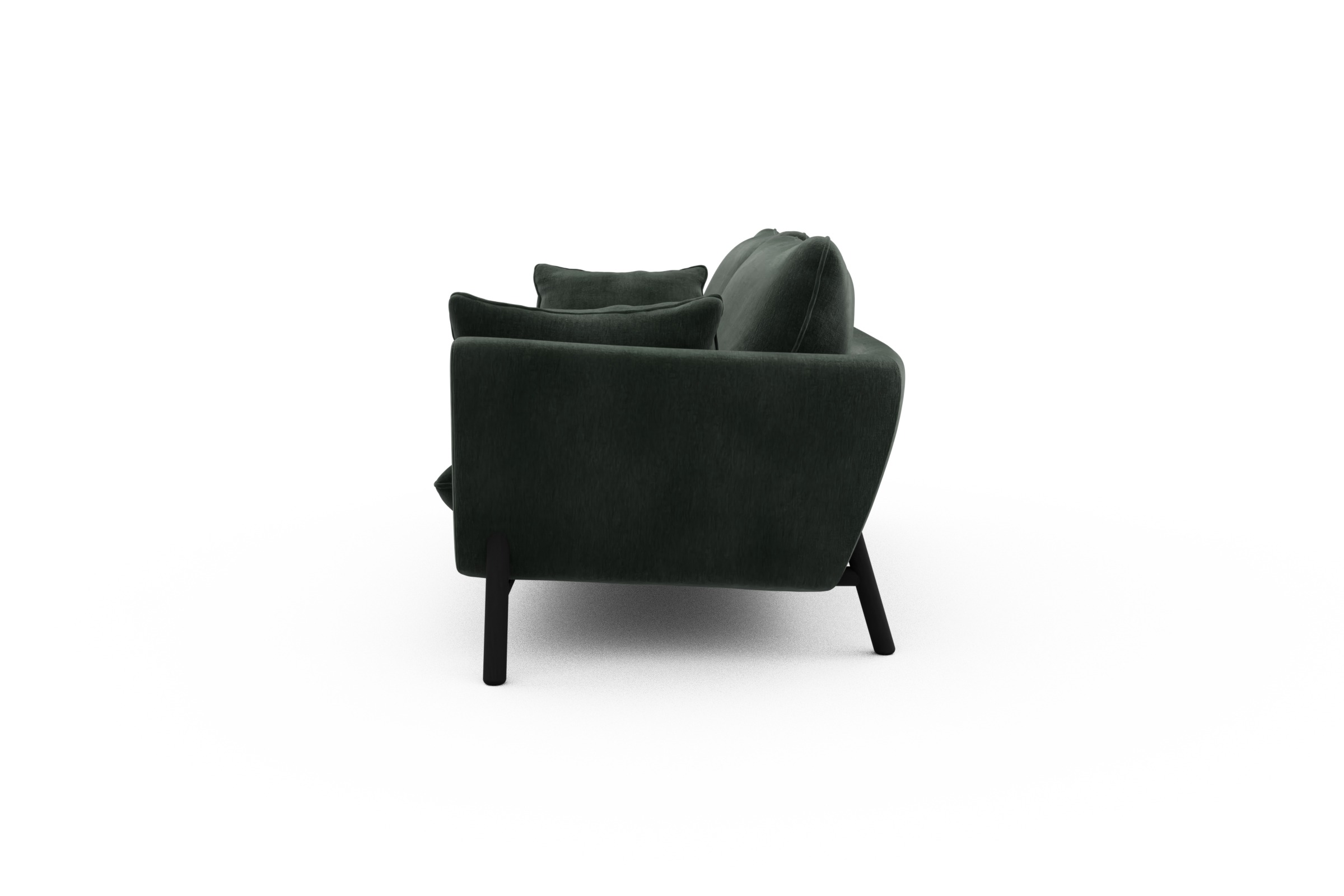 Sofa Emil 3-Sitzer Beinfarbe Eiche Schwarz Smooth-Laurel-Green