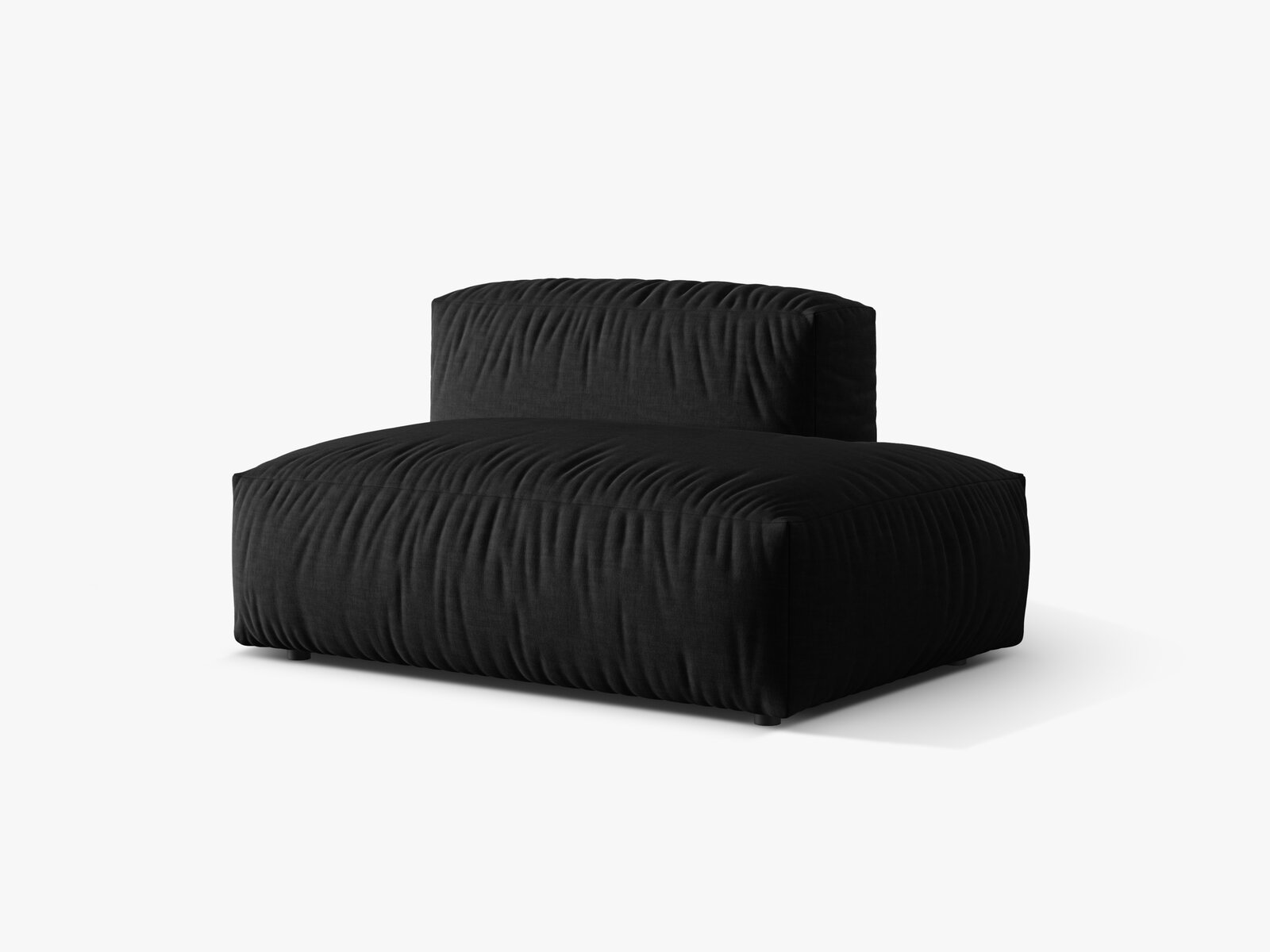 Micadoni Ecksofa-Modul Martina 1-Sitzer Strukturierter Stoff Boston Schwarz Rechts