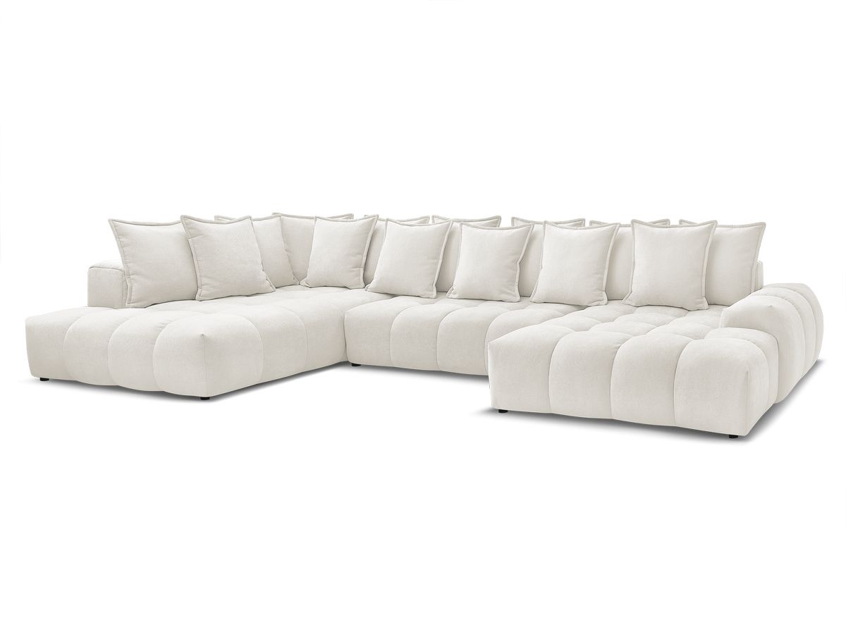 Bobochic Everest Wohnlandschaft, 14 Kissen Strukturstoff Weiß Ecke rechts