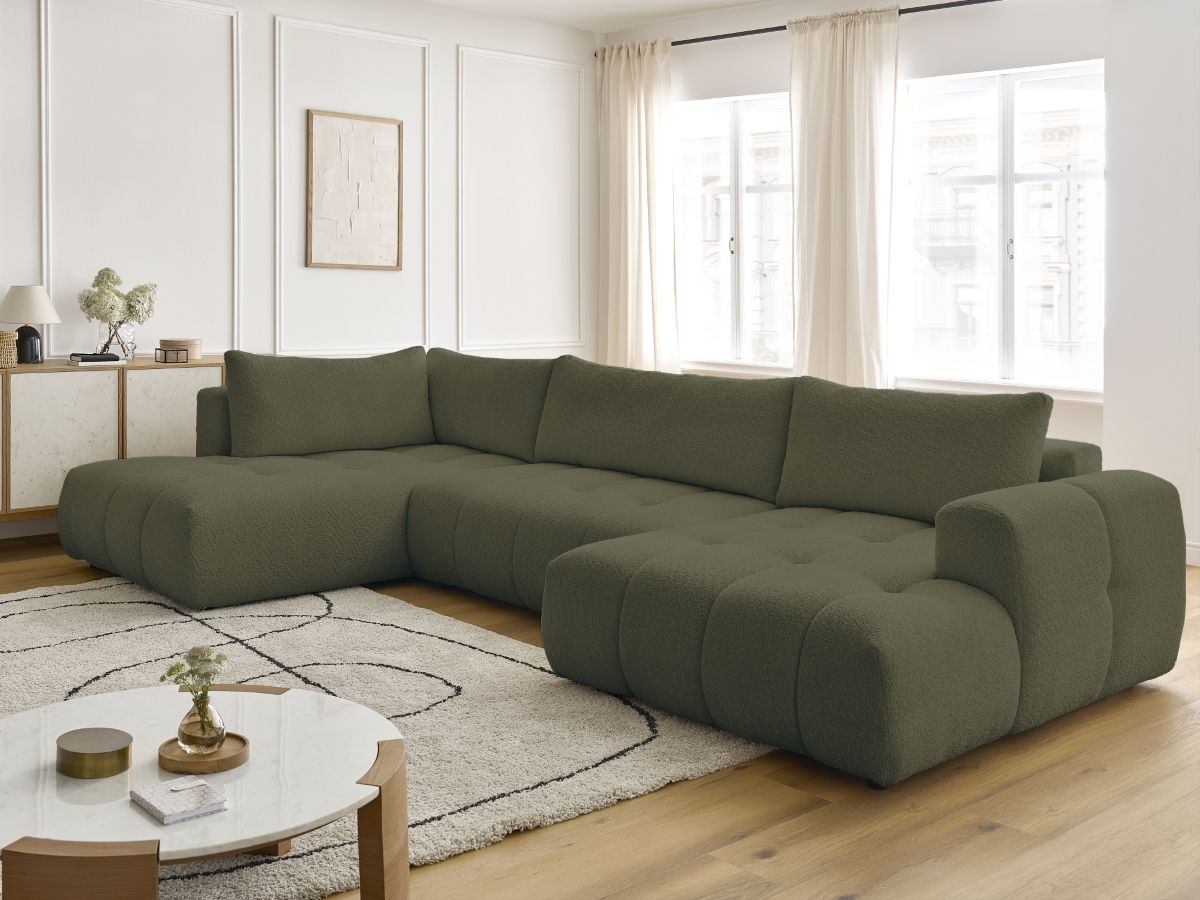 Bobochic Fuji Wohnlandschaft Bouclé-Stoff Grün Ecke rechts