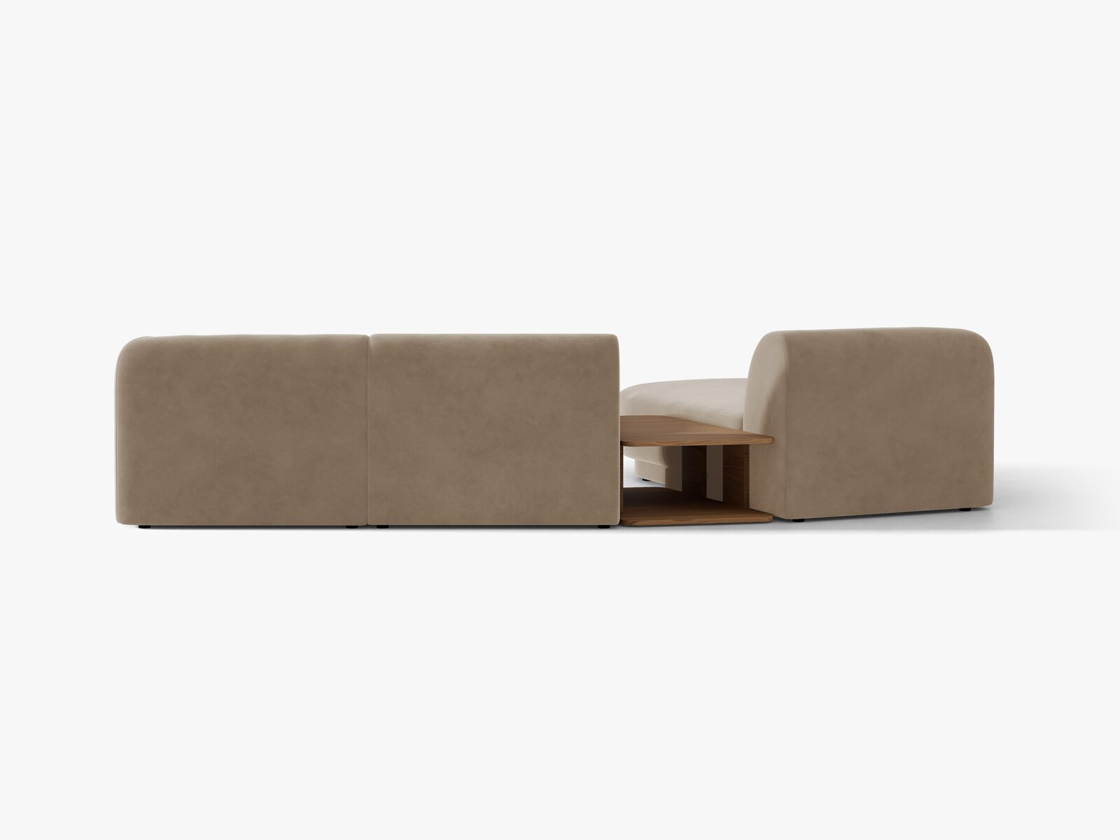 Micadoni Modulares Sofa Miley mit Recamiere 3-Sitzer Links Samt Bluvel Cappuccino
