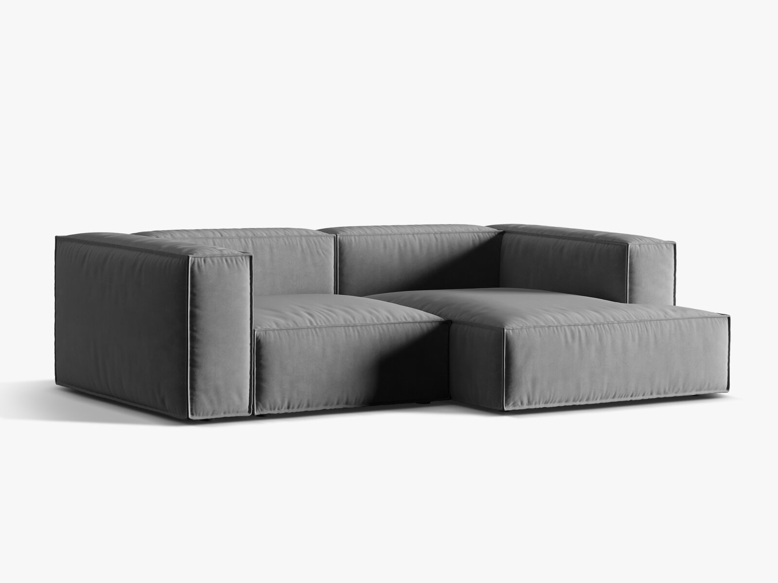 Micadoni Ecksofa Nuria 3-Sitzer Rechts Samt Grau
