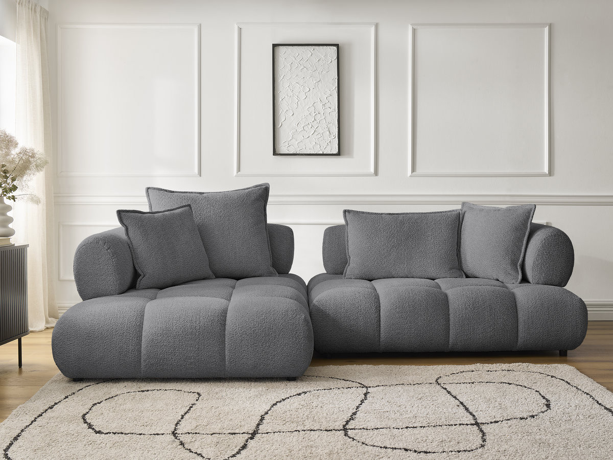 Bobochic Alya Ecksofa Bouclé-Stoff Dunkelgrau Ecke links