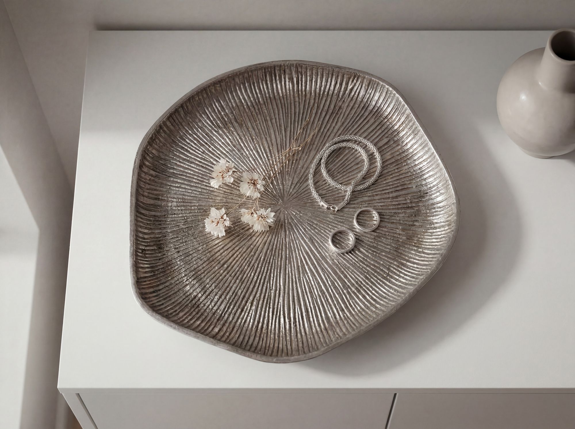 Dekoschale Midsund Aluminium Silber 40 × 40 × 5 cm