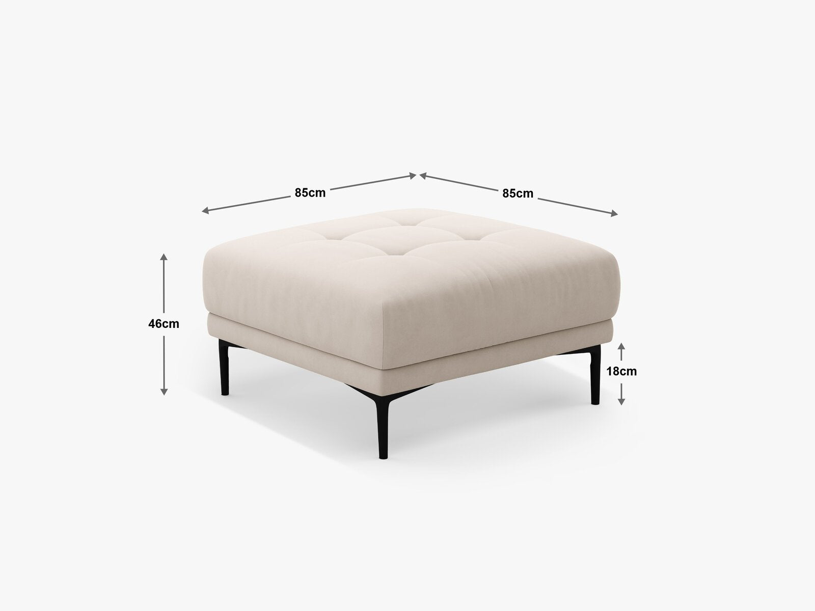 Micadoni Hocker Bemy 1-Sitzer Samt Grau