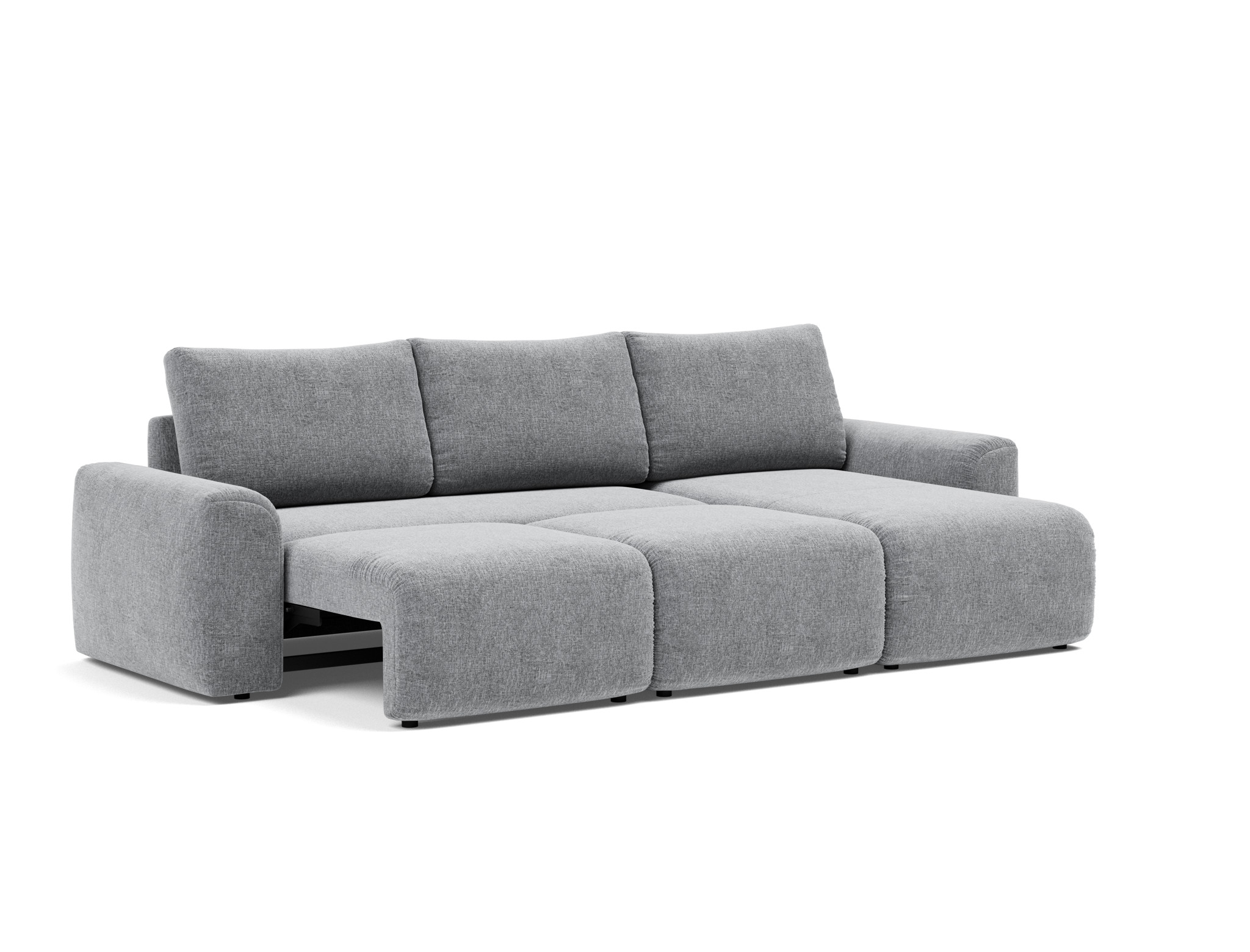 Schlafsofa Norum mit Chaiselongue und Chunky-Armlehnen Strukturierter Stoff Twist 565-Granite
