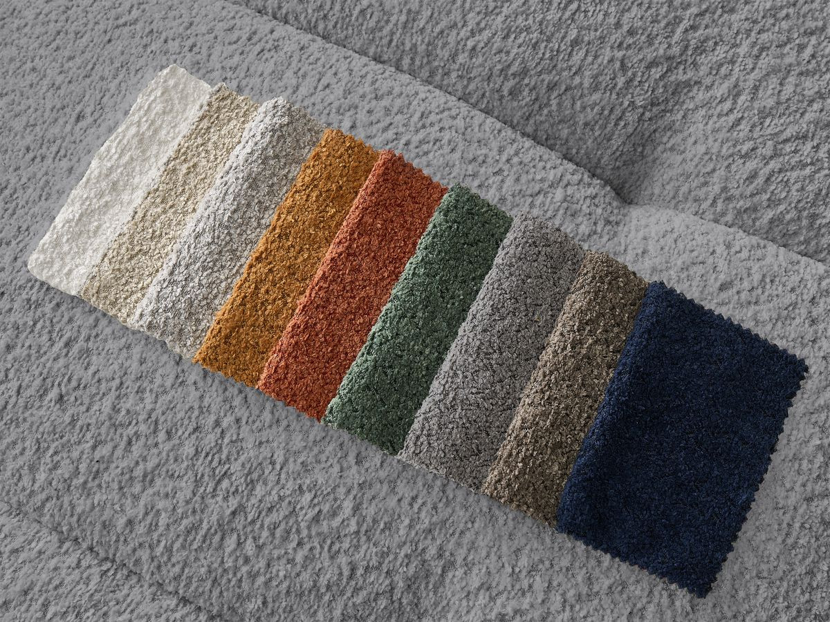 Bobochic Cloud Schlafsofa 3-Sitzer mit Pouf Bouclé-Stoff Dunkelgrau