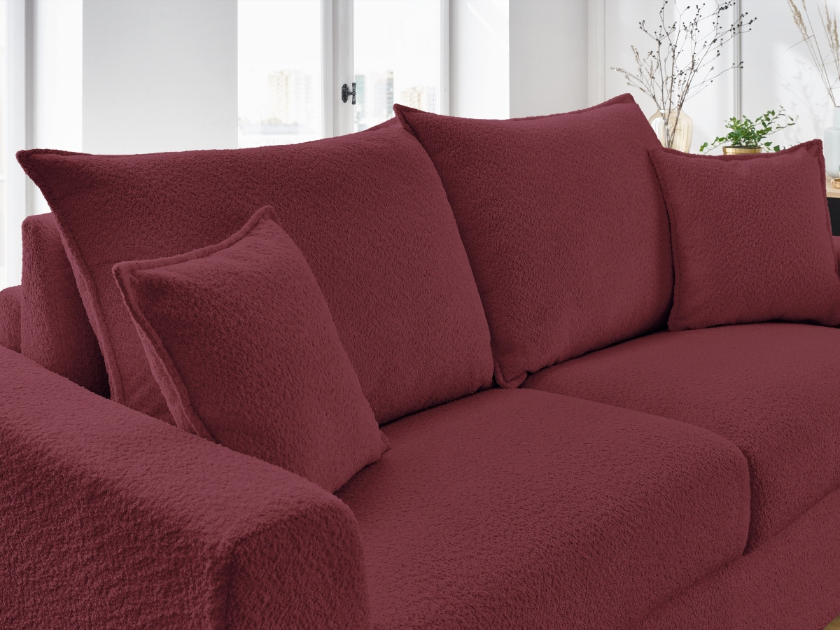 Bobochic Augustin Schlafsofa 3-Sitzer Bouclé-Stoff Rot, Liegefläche 140 × 200 cm