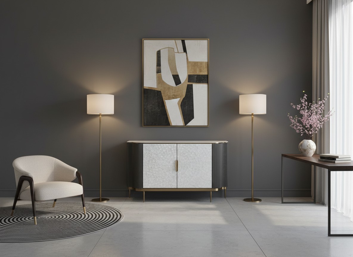 Livin Hill Sideboard Stilig 150 cm Dunkelgraphit, Platte Weiß