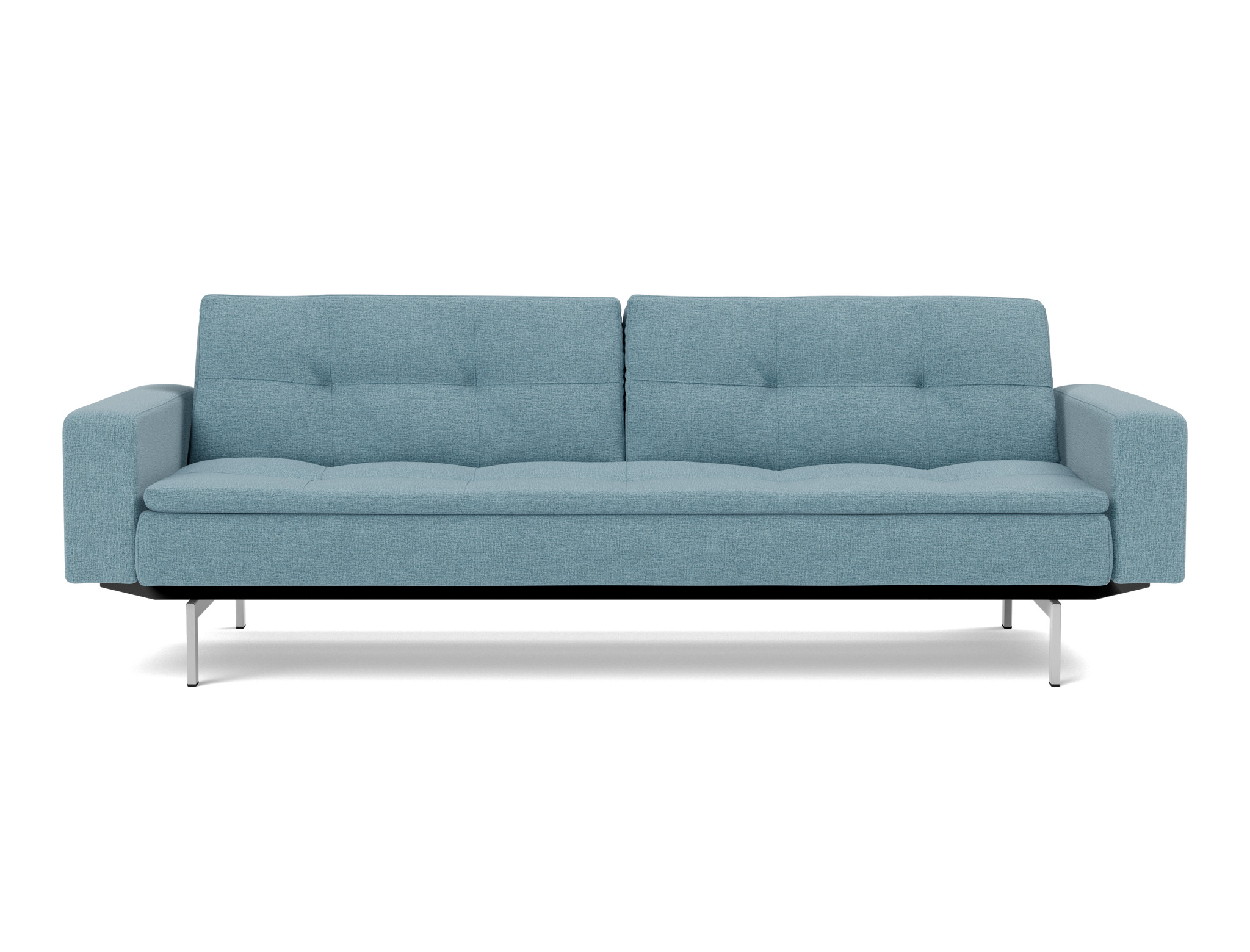Schlafsofa Dublexo mit Armlehnen Flachgewebe Mixed Dance 525-Light-Blue Beine Chrom