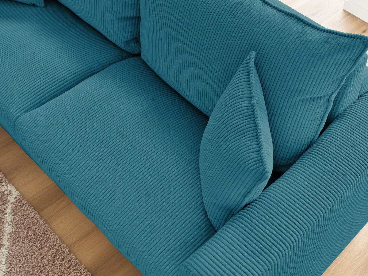 Bobochic Augustin Schlafsofa 3-Sitzer Cordsamt Hellblau, Liegefläche 140 × 200 cm