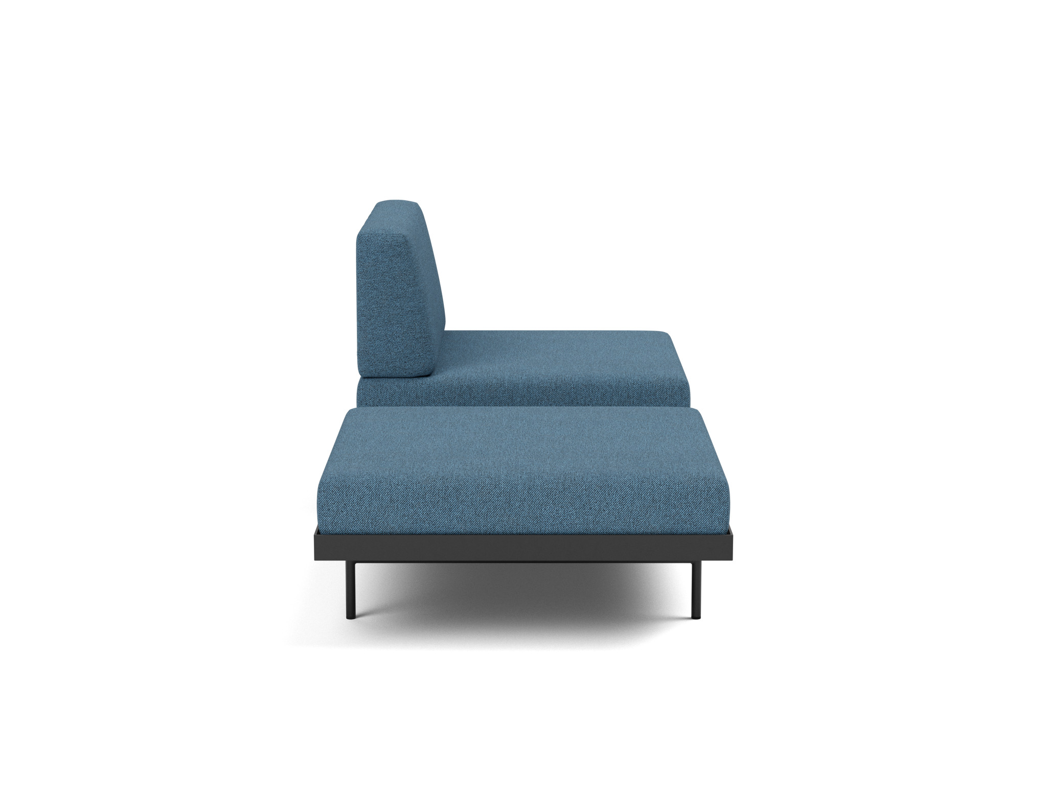 Tagesbett Puri Strukturierter Stoff Weda 302-Weda-Blue Beine mit Eichentisch