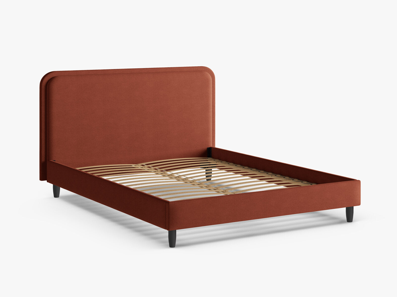 Micadoni Stauraumbett mit Kopfteil Aveline Strukturierter Stoff Wind Rotbraun 140x200