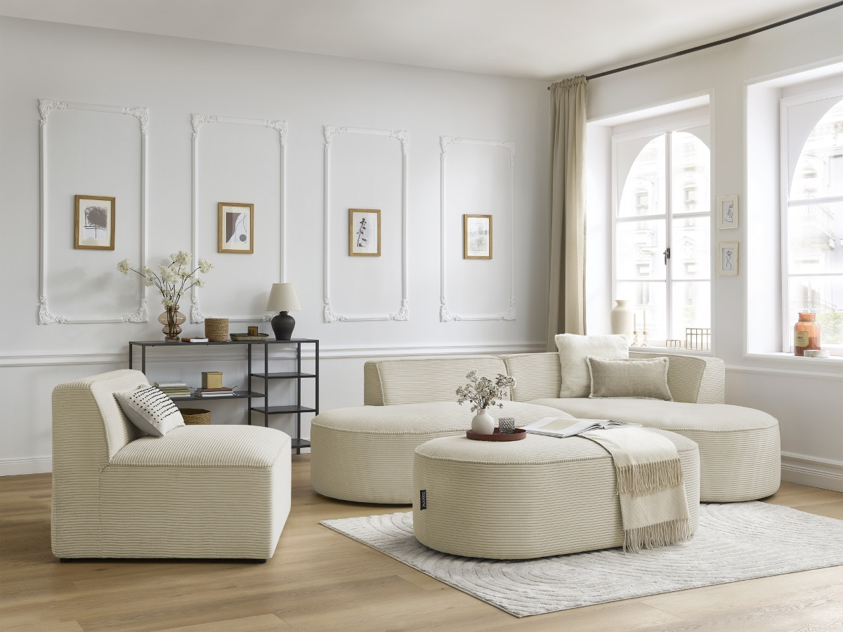 Bobochic Rousseau Sofamodul 1-Sitzer Cordsamt Beige