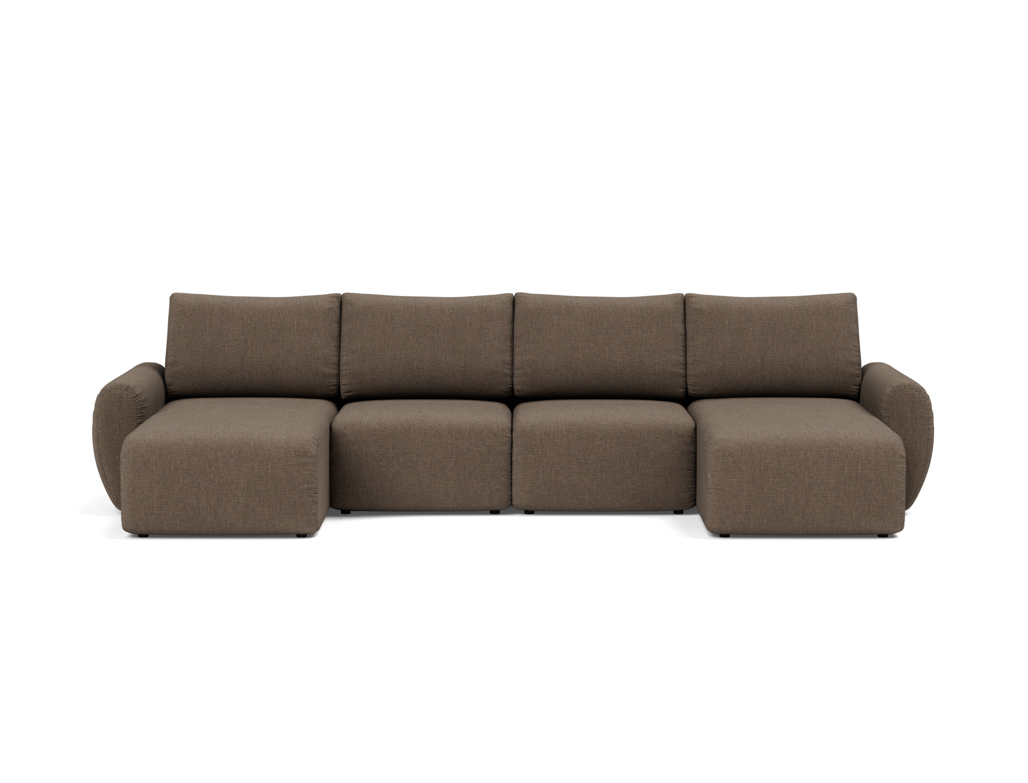 Schlafsofa Norum U-Form mit Curve-Armlehnen Chenille Esina 411-Cedar-Brown