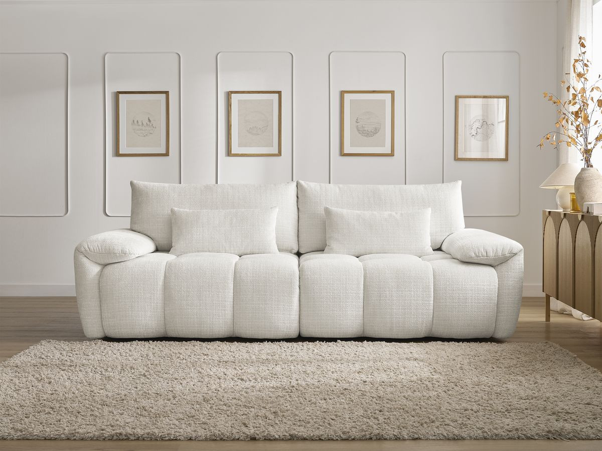Bobochic Ivane Sofa 3-Sitzer Strukturstoff Weiß