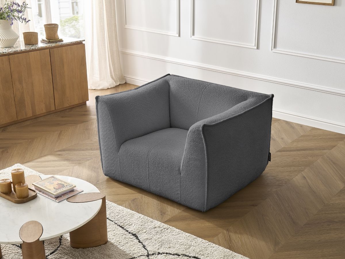 Bobochic Giorgia Sessel Bouclé-Stoff Dunkelgrau