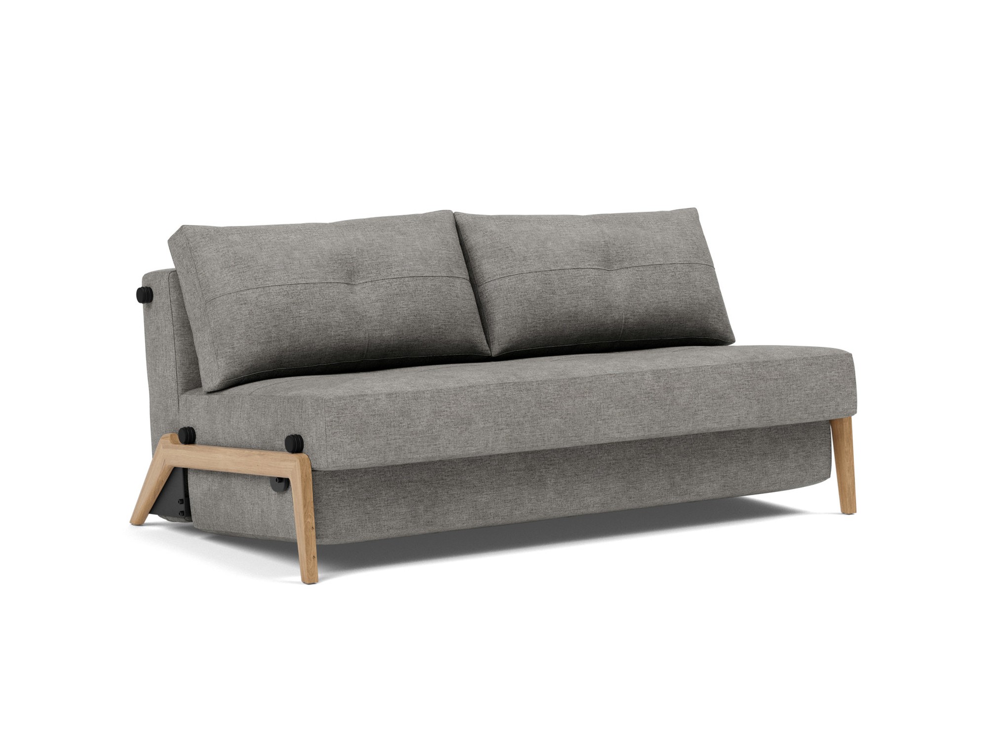 Schlafsofa Cubed 160 Flachgewebe Avella 282-Warm-Grey Beine Eiche