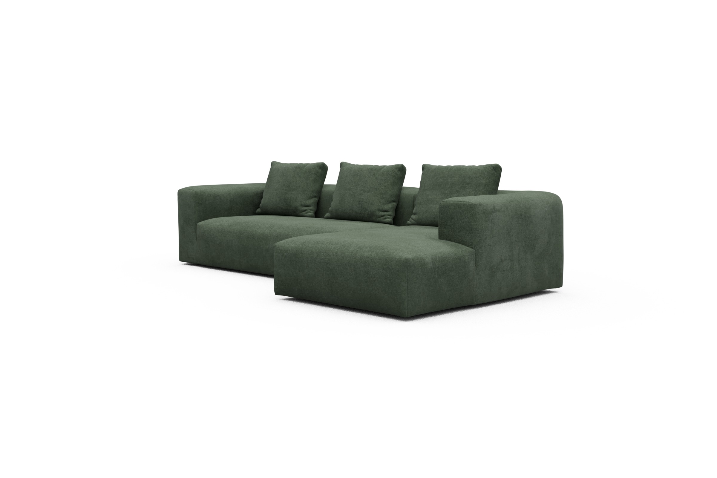 Ecksofa Fred Chaiselongue rechts mit 2,5-Sitzer Casone-Forest-Green