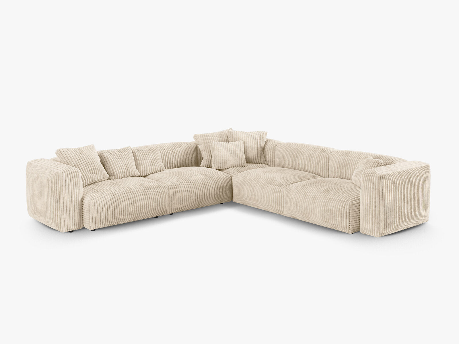 Micadoni modulares symmetrisches Ecksofa XL Martina 5-Sitzer 90cm Sitztiefe Kord Tilia Helles Beige