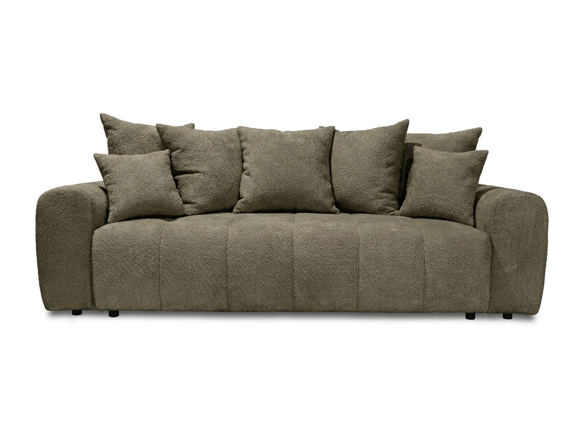 Bobochic Roxelane Schlafsofa 3-Sitzer mit Bettkasten Bouclé-Stoff Grün