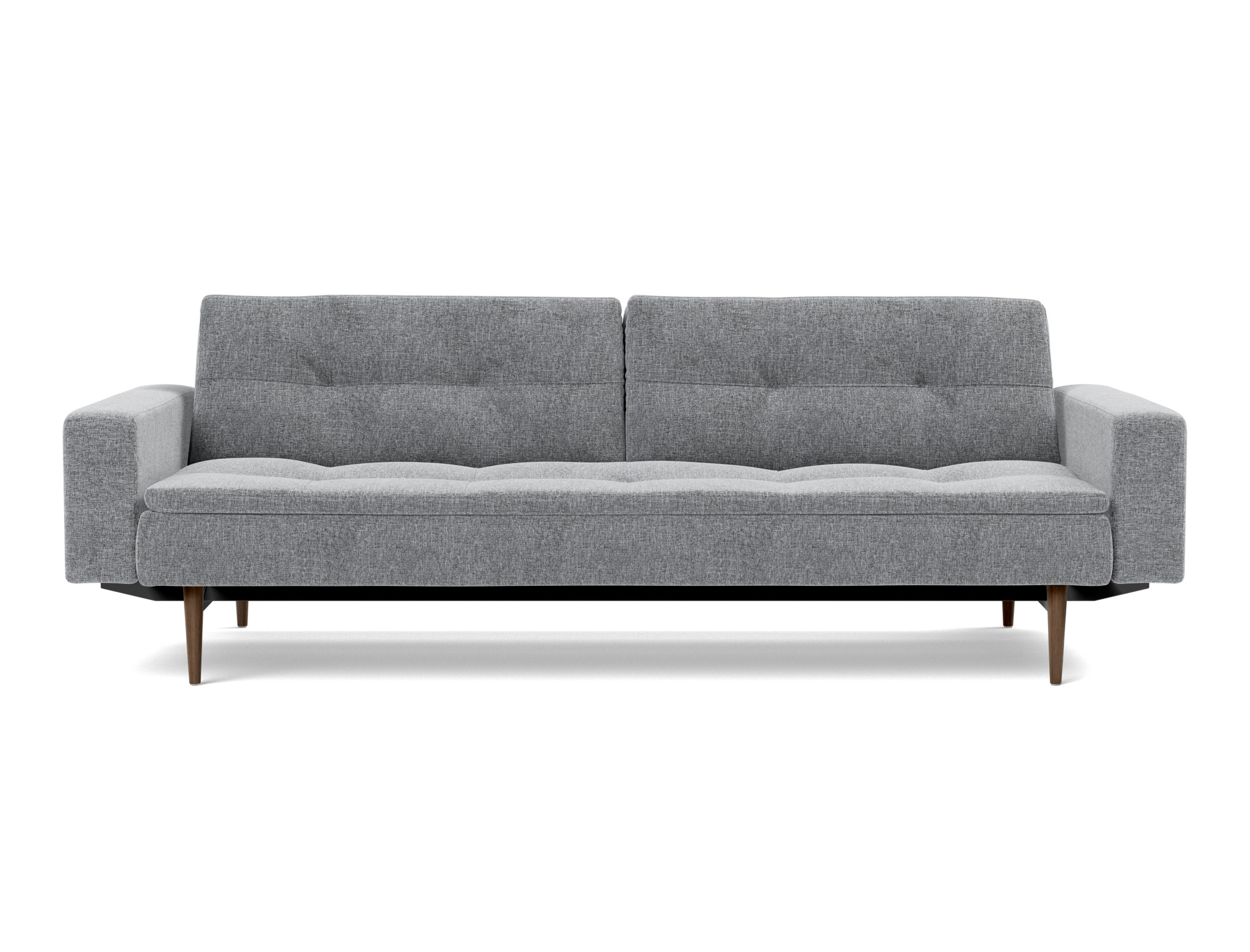 Schlafsofa Dublexo mit Armlehnen Strukturierter Stoff Twist 565-Granite Beine Styletto Eiche dunkel