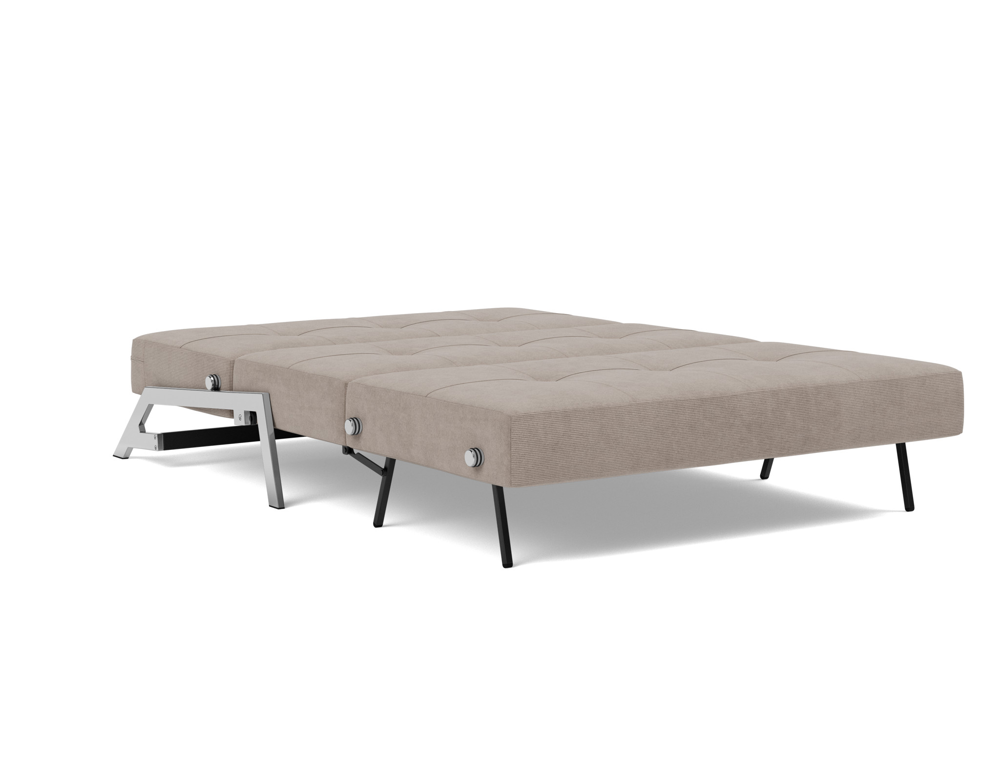 Schlafsofa Cubed 140 Kord Cordufine 318-Beige Beine Chrom
