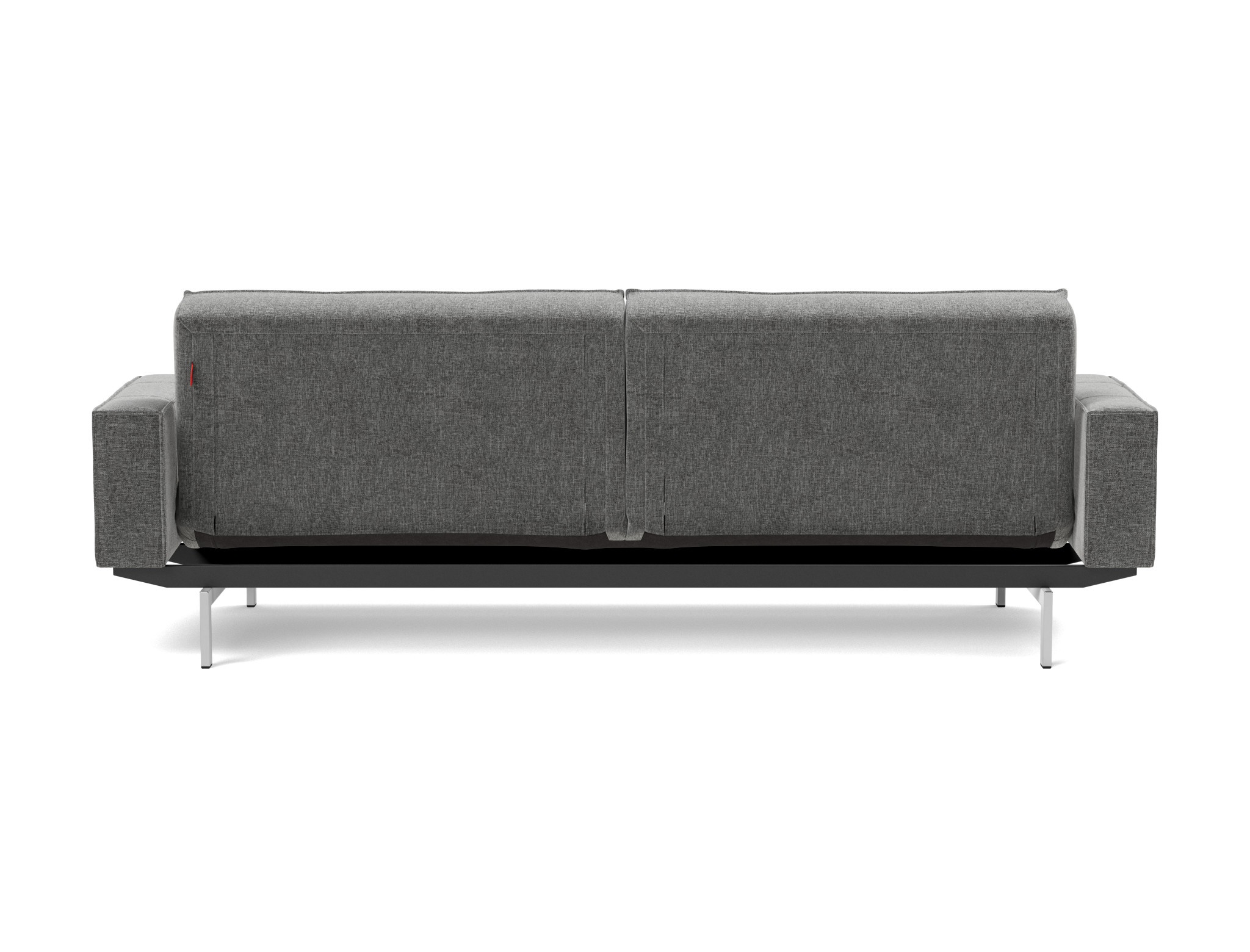 Schlafsofa Splitback mit Armlehnen Strukturierter Stoff Twist 563-Charcoal Beine Chrom
