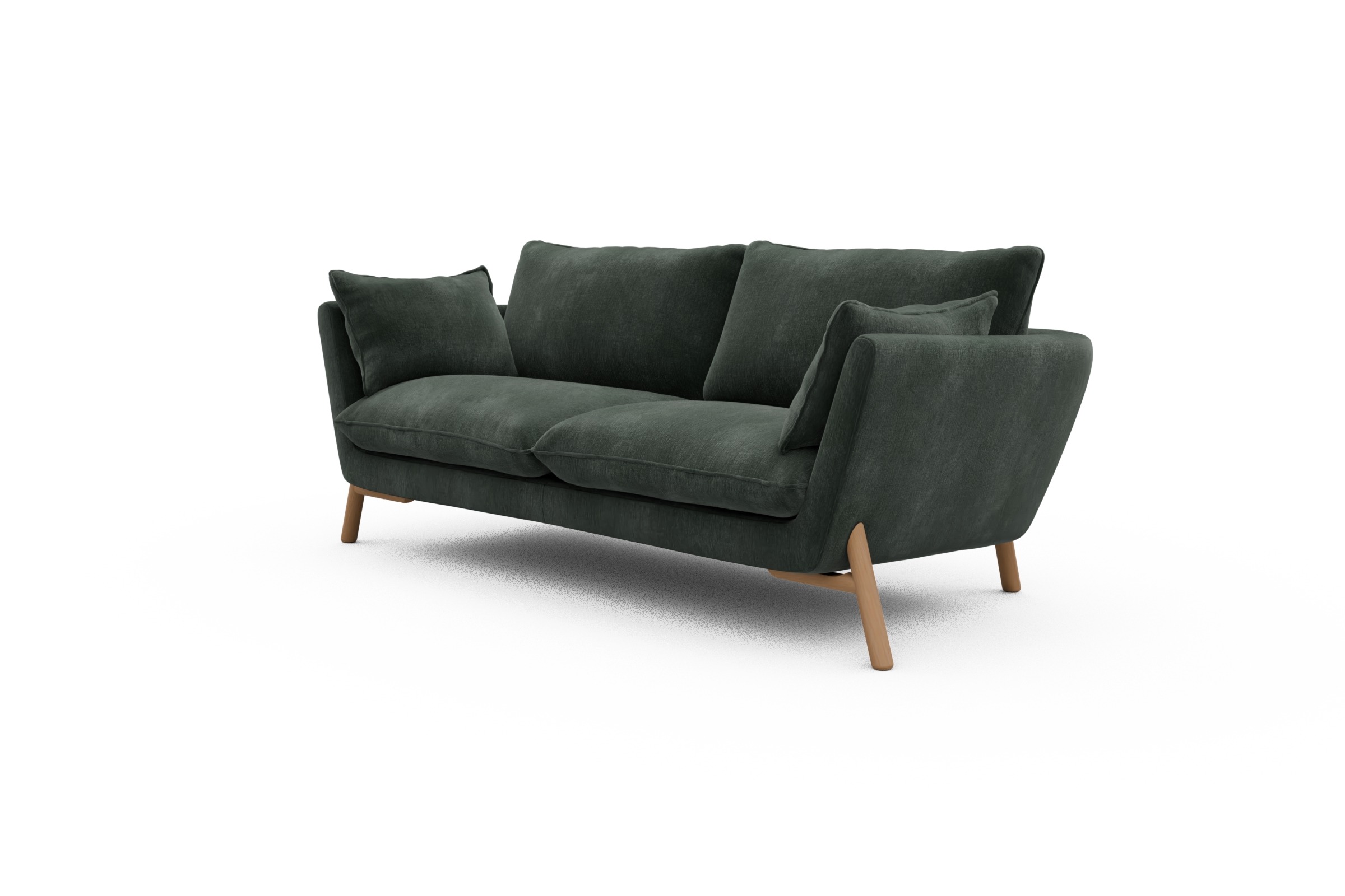 Sofa Emil 2-Sitzer Beinfarbe Eiche Natur Smooth-Laurel-Green