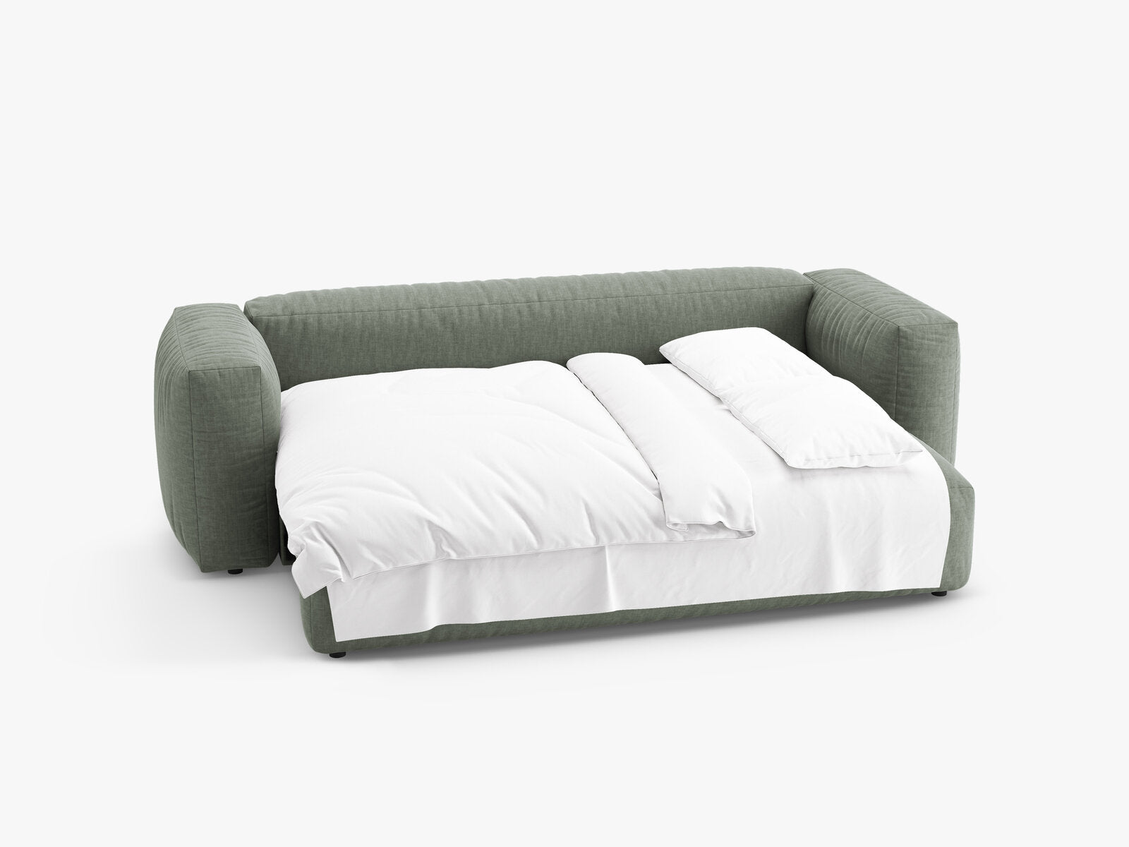 Micadoni Martina Sofa mit Bettfunktion Strukturierter Stoff Boston Moosgrün