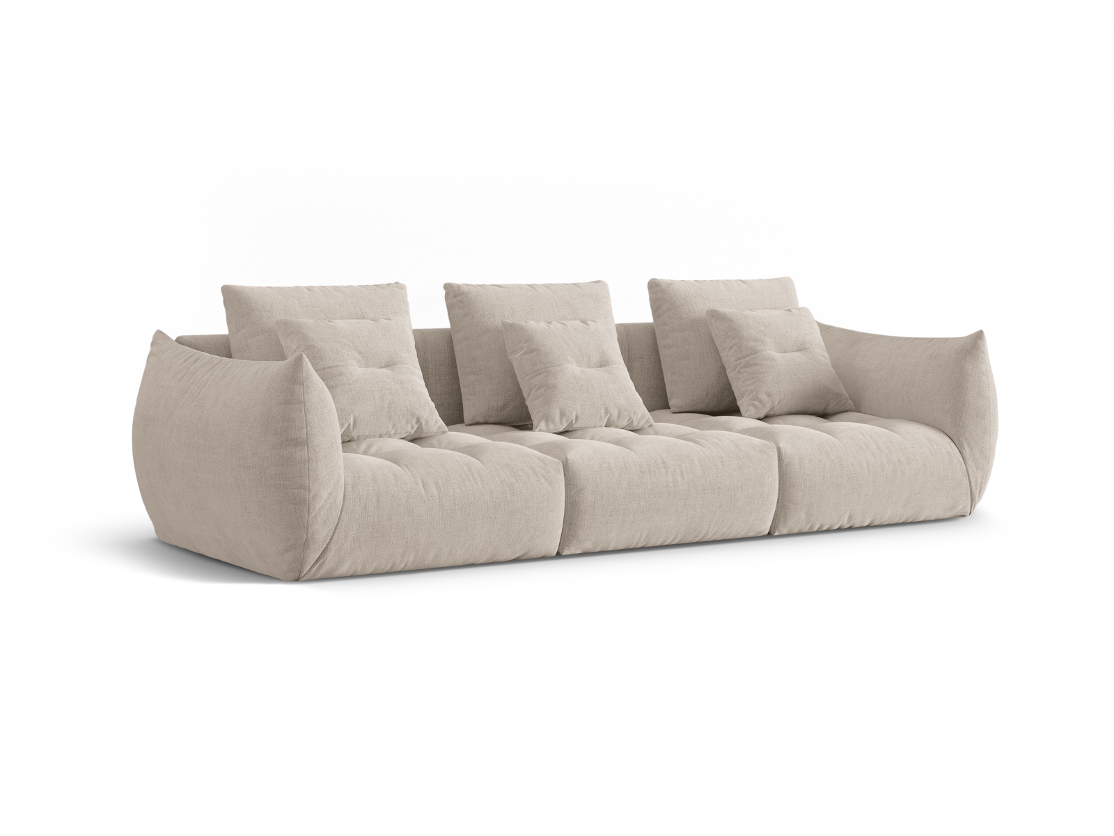 Micadoni Sofa Bloom 4-Sitzer Strukturierter Stoff Dunkelbeige