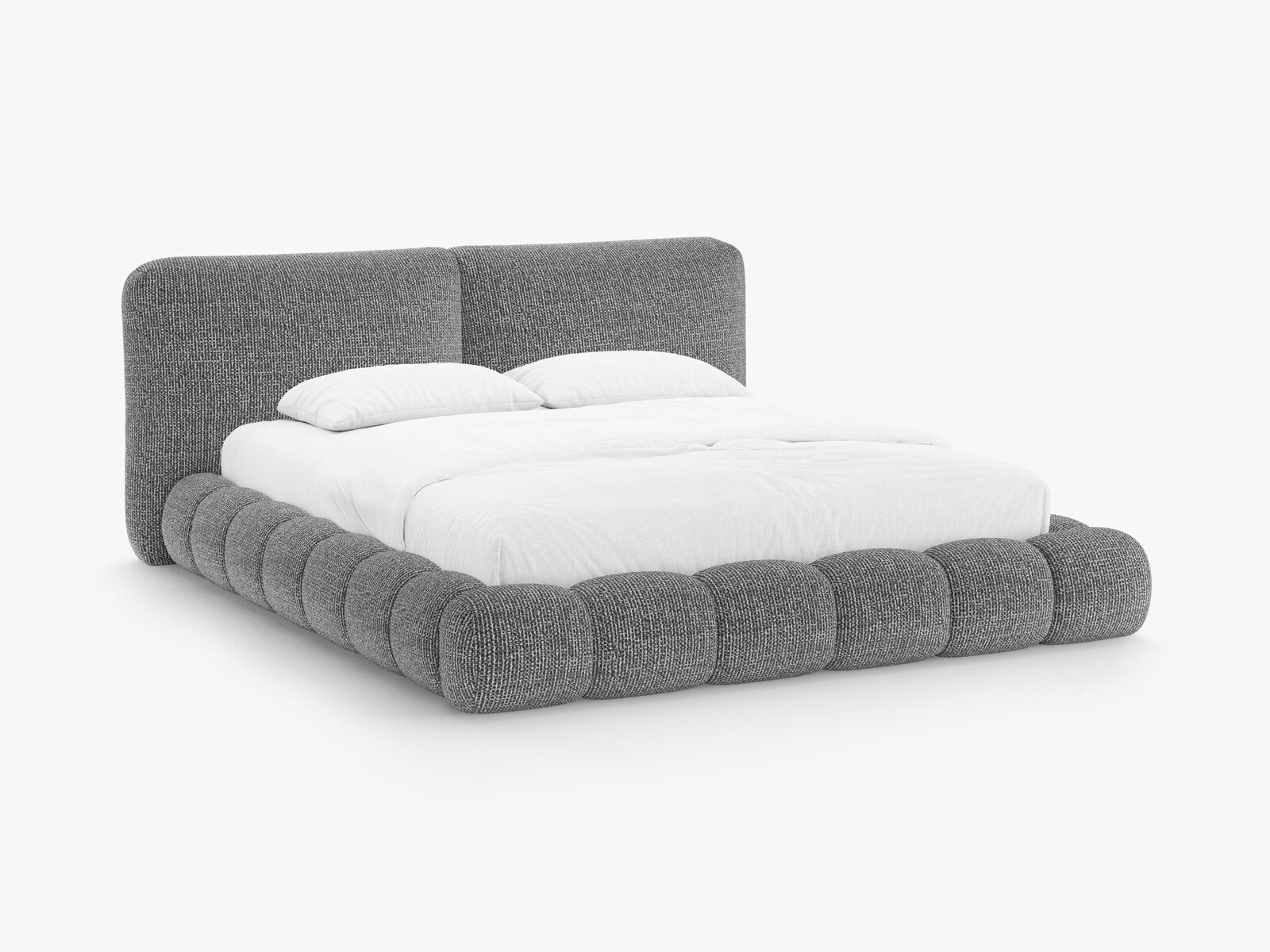 Micadoni Stauraumbett mit Kopfteil Solange Chenille Silencio Dunkelgrau 180x200
