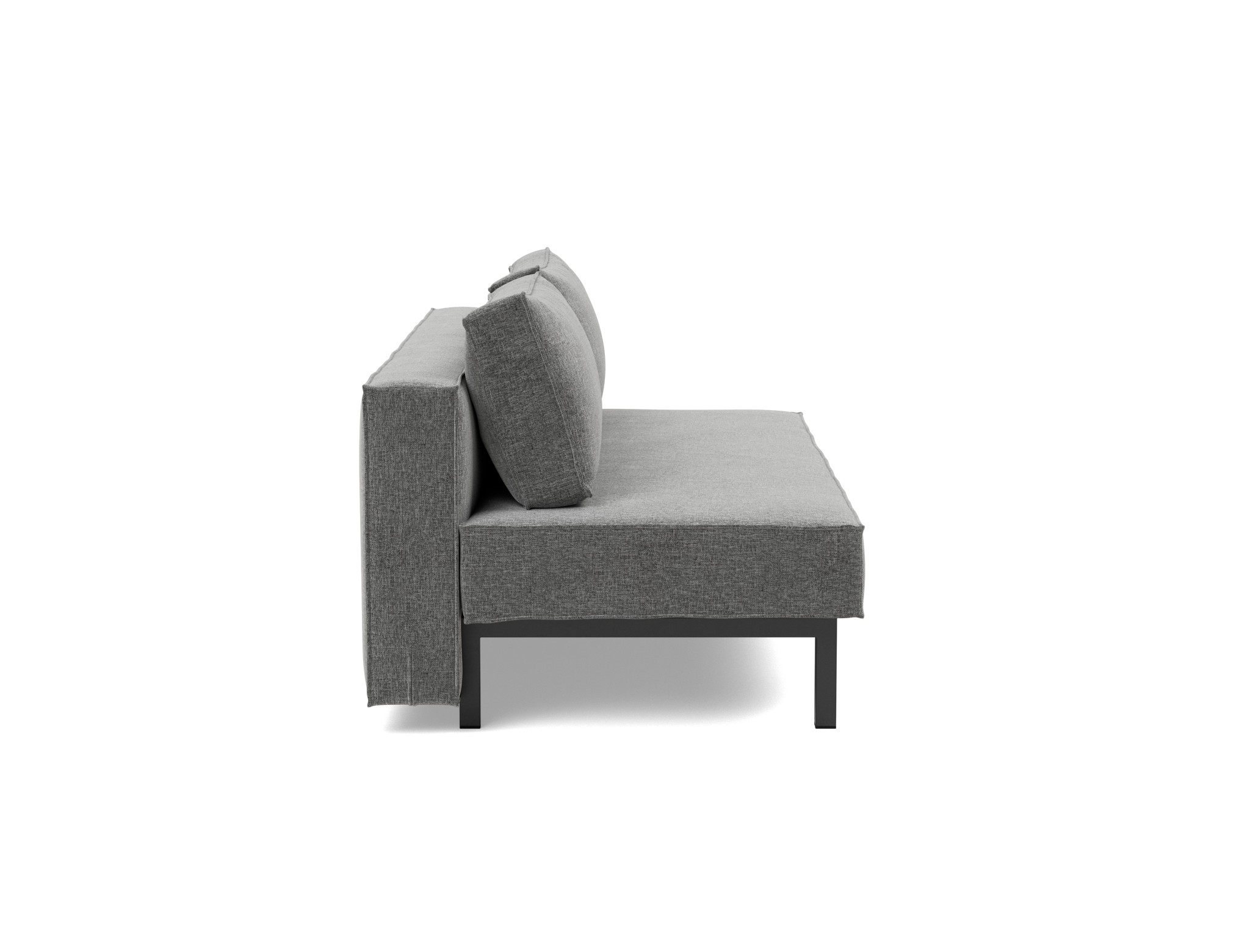 Schlafsofa Sly Strukturierter Stoff Twist 563-Charcoal Beine Schwarzes Metall