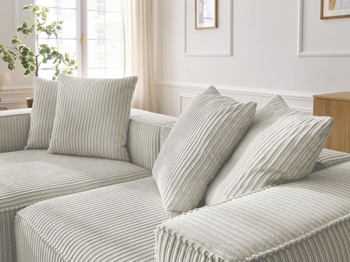 Bobochic Nina Ecksofa Cordsamt Hellgrau Ecke links