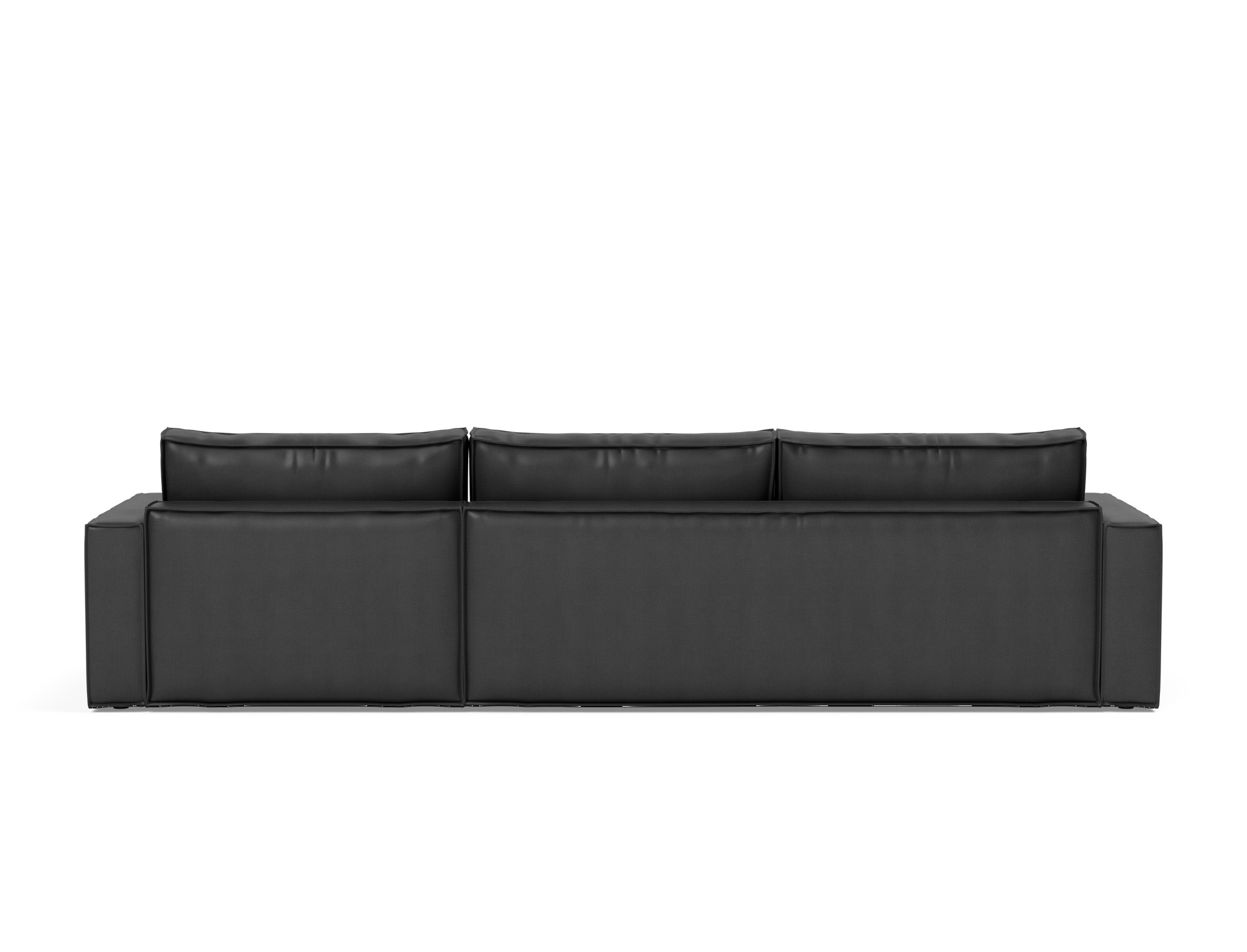 Schlafsofa Newilla mit Chaiselongue Lederoptik Faunal 550-Black
