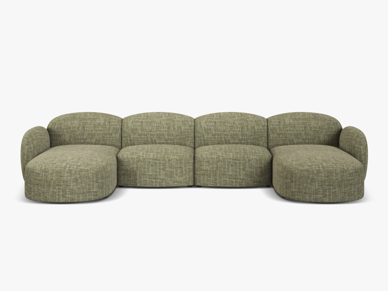 Micadoni Panorama Sofa Blair 6-Sitzer Strukturierter Stoff Baltimore Olive