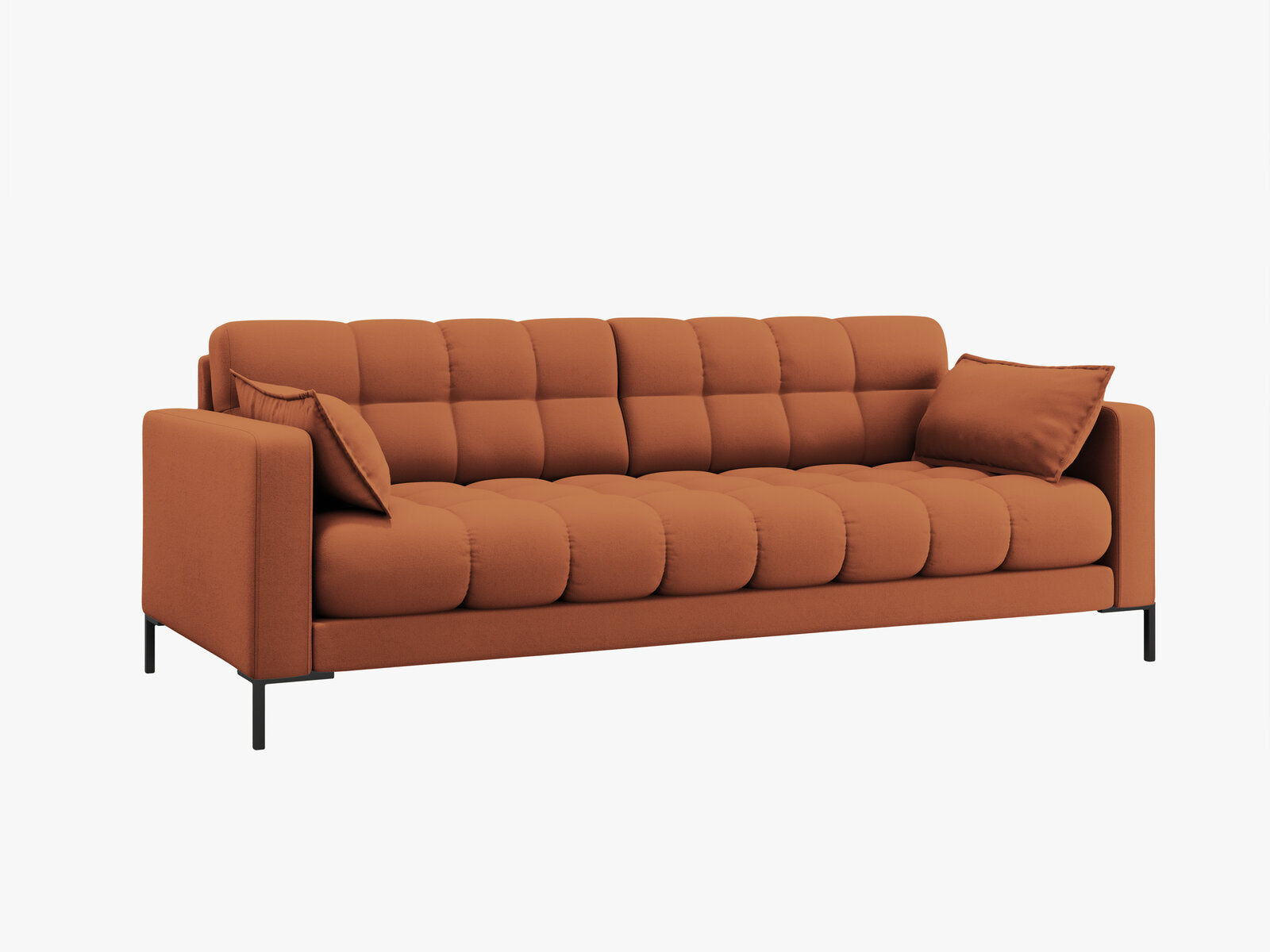 Micadoni Sofa Mamaia 4-Sitzer Strukturierter Stoff Neve Ziegel schwarze Beine