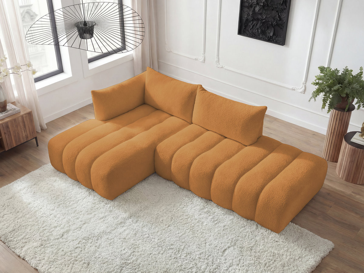 Bobochic Azra Ecksofa 319 × 178 cm Bouclé-Stoff Gelb Ecke links
