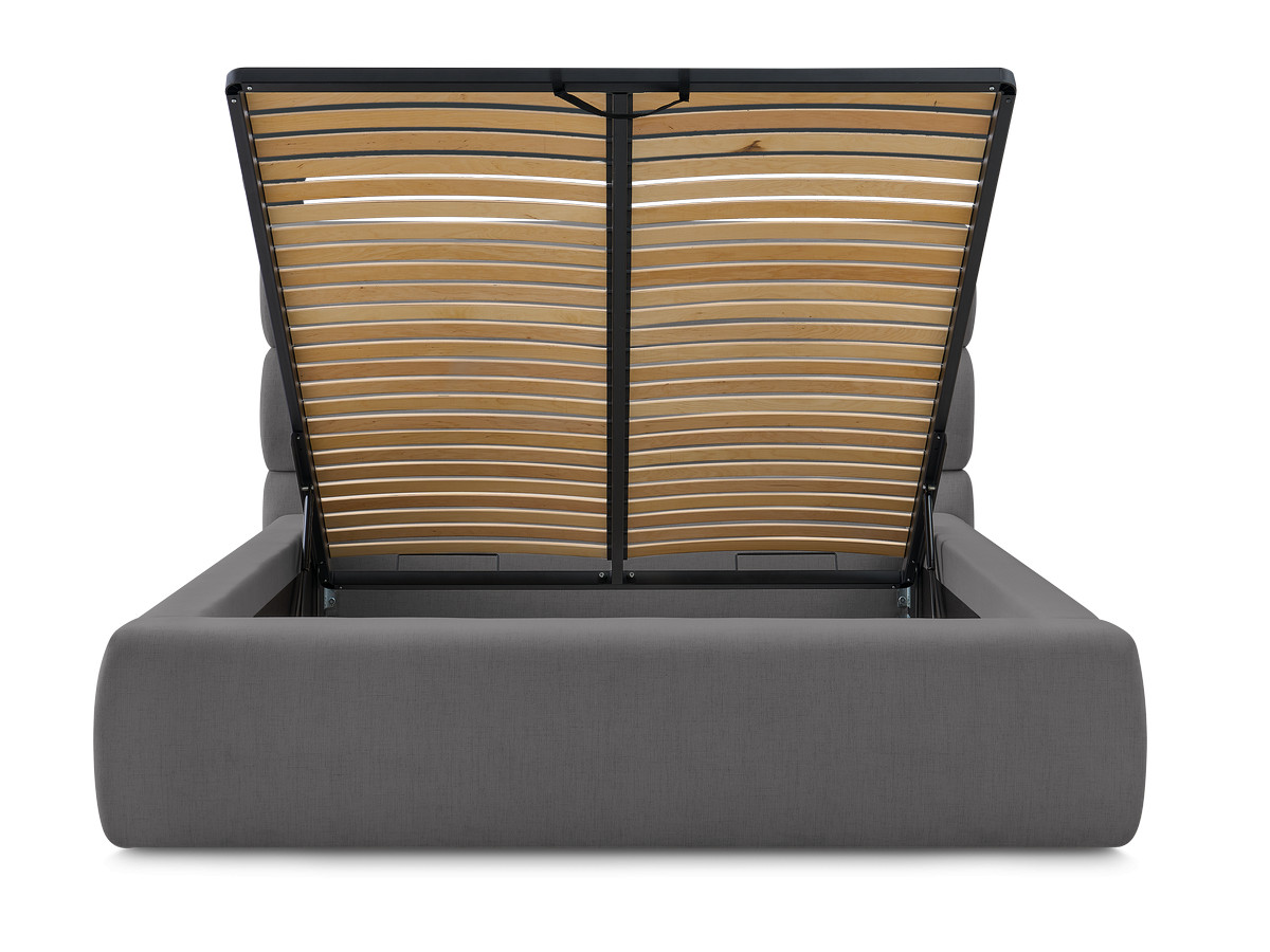 Bobochic Jagna Polsterbett mit Bettkasten Stoff Dunkelgrau, Liegefläche 140 × 190 cm