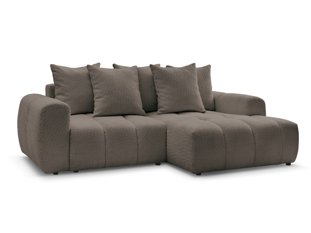 Bobochic Roxelane Ecksofa mit Schlaffunktion und Bettkasten 258 × 150 cm Bouclé-Stoff Braun Ecke rechts