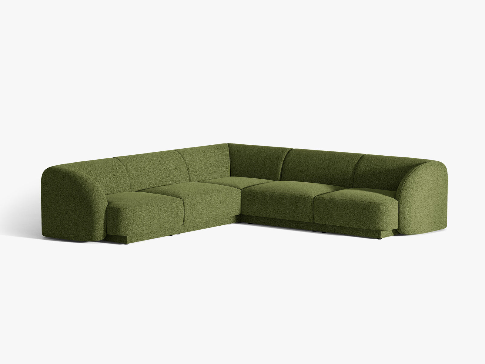 Micadoni 5-Sitzer Symmetrisches Ecksofa Miley Boucle Baloo Dunkel-Olivgrün