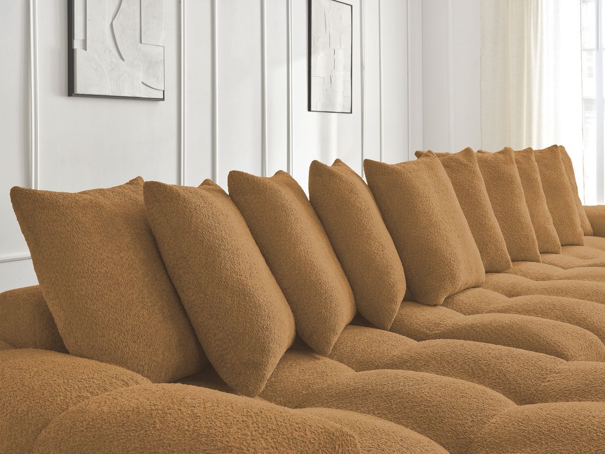 Bobochic Anakin Wohnlandschaft, 10 Kissen Bouclé-Stoff Gelb