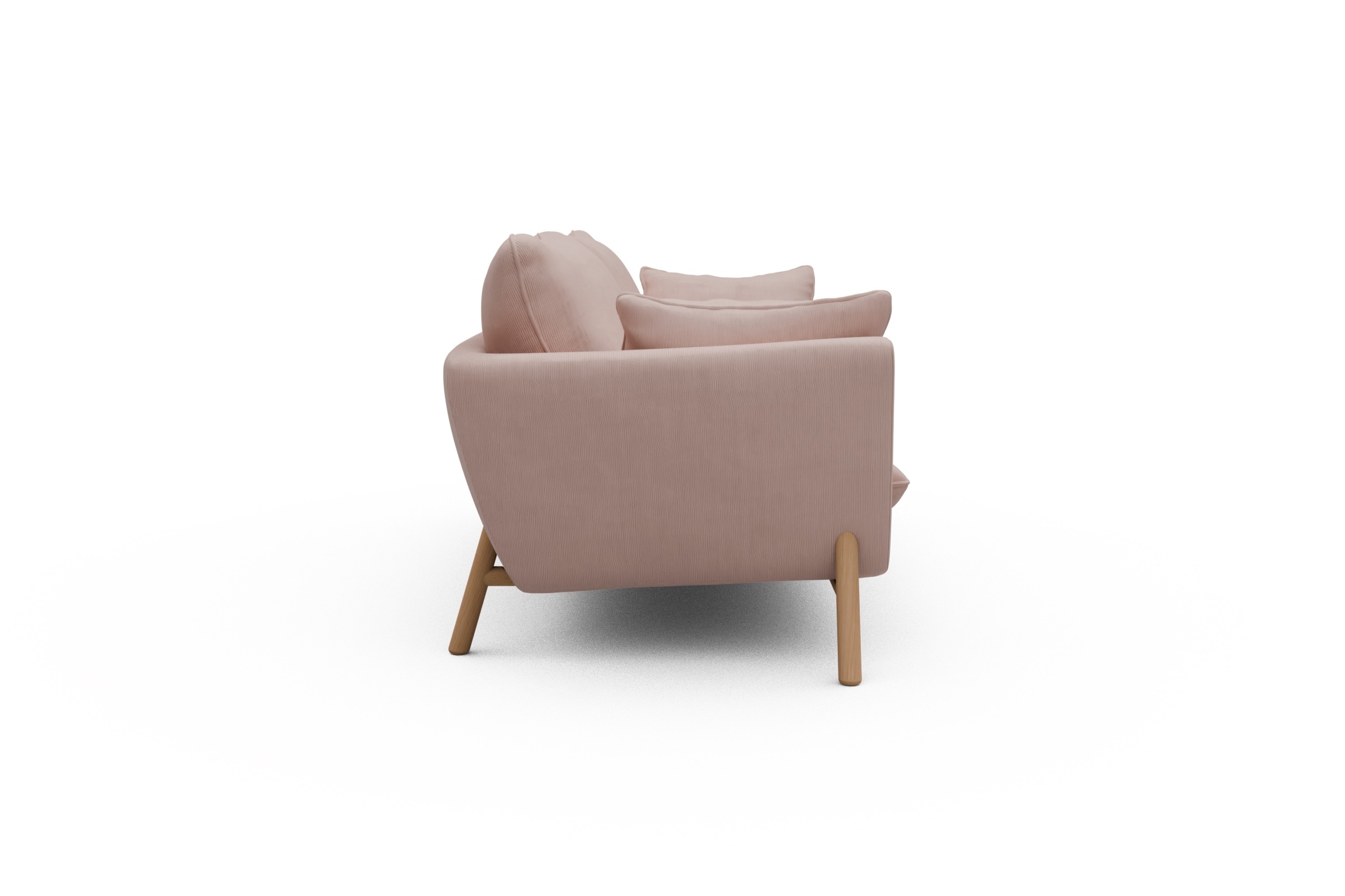 Sofa Emil 3-Sitzer Beinfarbe Eiche Natur Cordufine-Blush