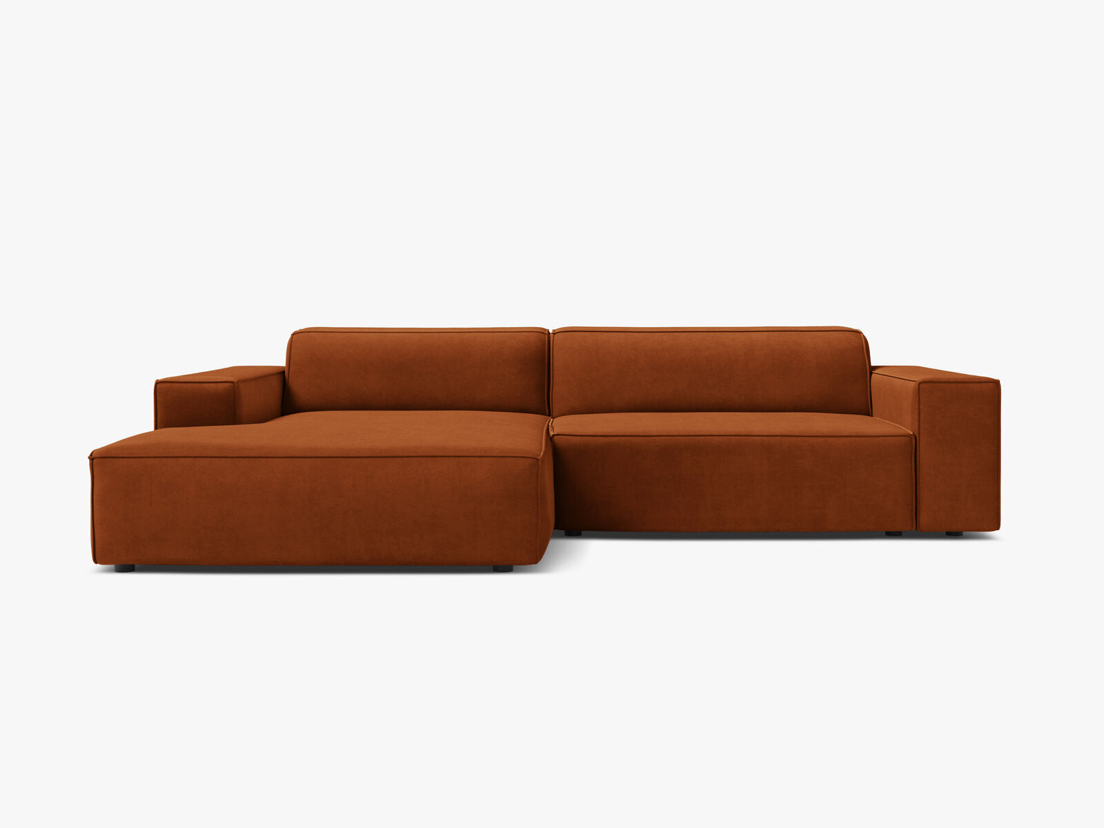 Micadoni Ecksofa Jodie 3-Sitzer Links Samt Bluvel Terrakotta
