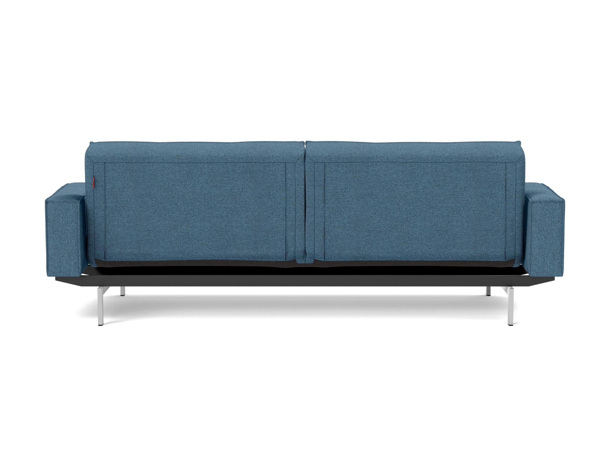 Schlafsofa Splitback mit Armlehnen Strukturierter Stoff Weda 302-Weda-Blue Beine Chrom