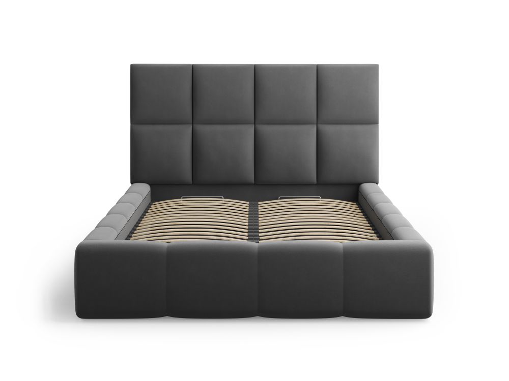 Cosmopolitan Design Stauraumbett mit Kopfteil Livigno 200x200 Samt Bluvel Grau