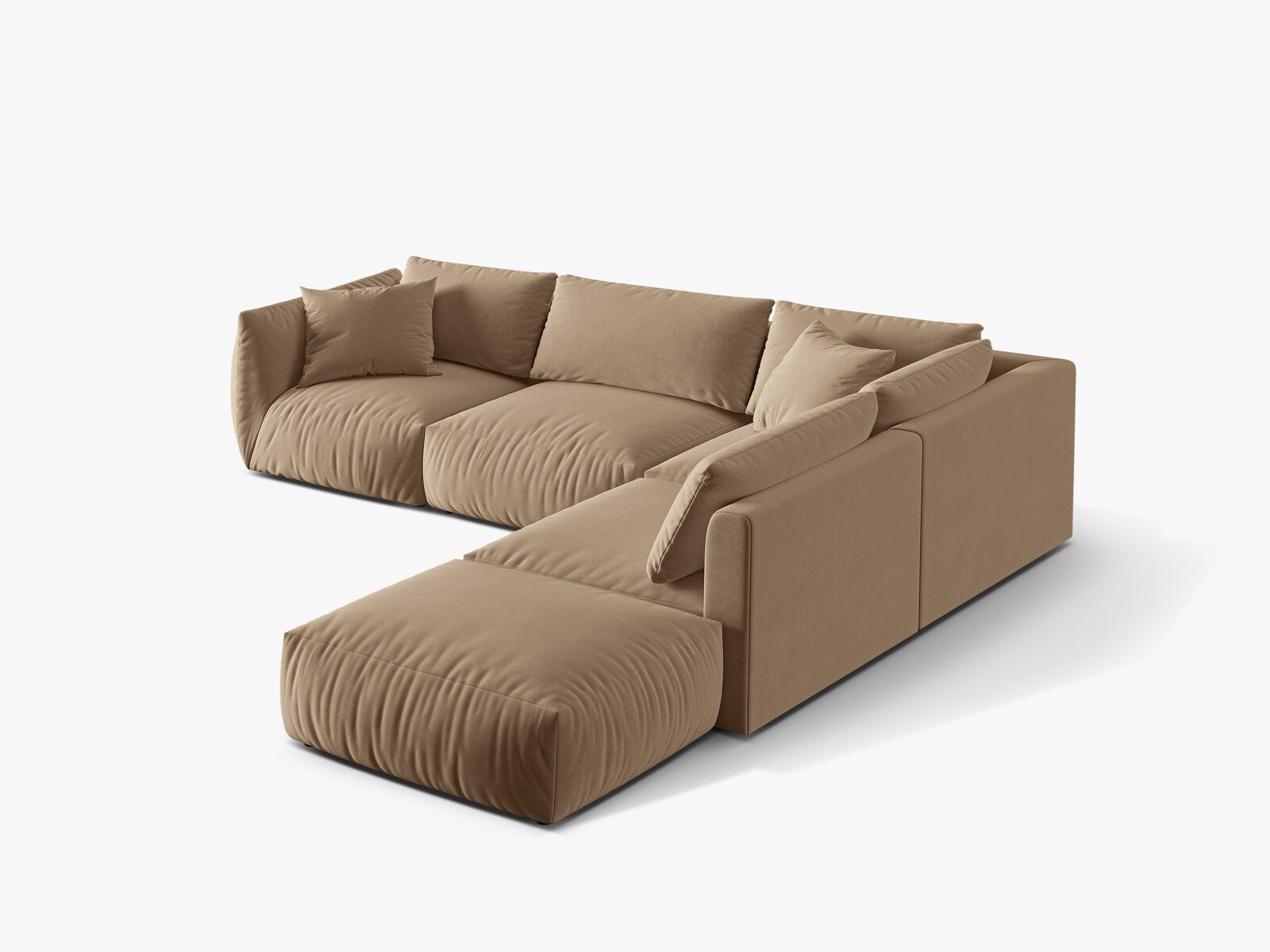 Micadoni Modulares Ecksofa Chris 4-Sitzer Rechts Samt Sand
