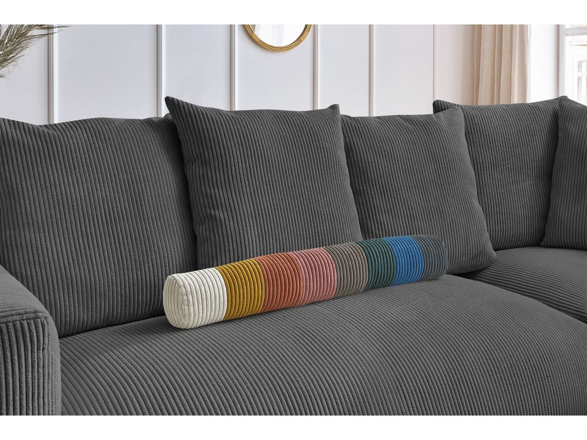 Bobochic Voltaire Ecksofa 268 × 214 cm Cordsamt Dunkelgrau Ecke rechts