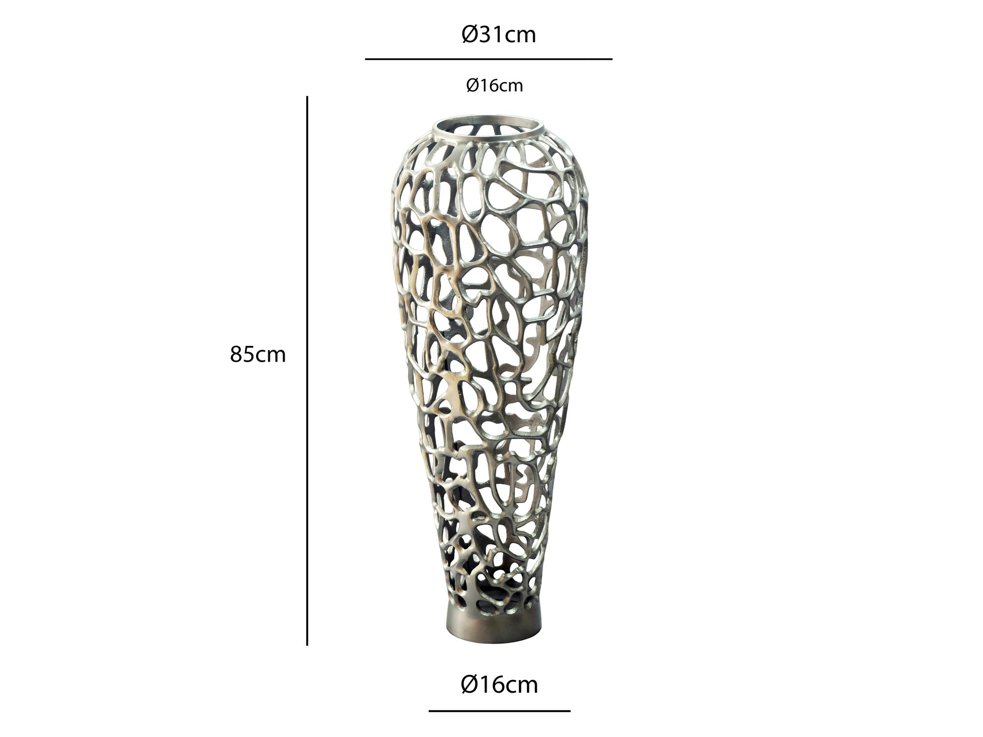 Bodenvase Rolvsoy Aluminium Silber Ø 31 cm
